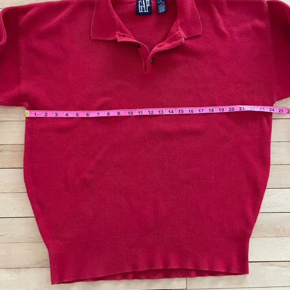 Vintage GAP Red Cotton Knit Sweater Men XL Rugby Polo Streetwear Preppy Heritage - Picture 8 of 12